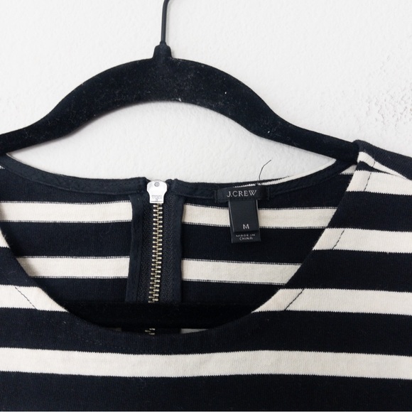 J Crew Sailor Side Seam Striped Top M Black Quarter Sleeve Heavyweight Cotton - Picture 3 of 6